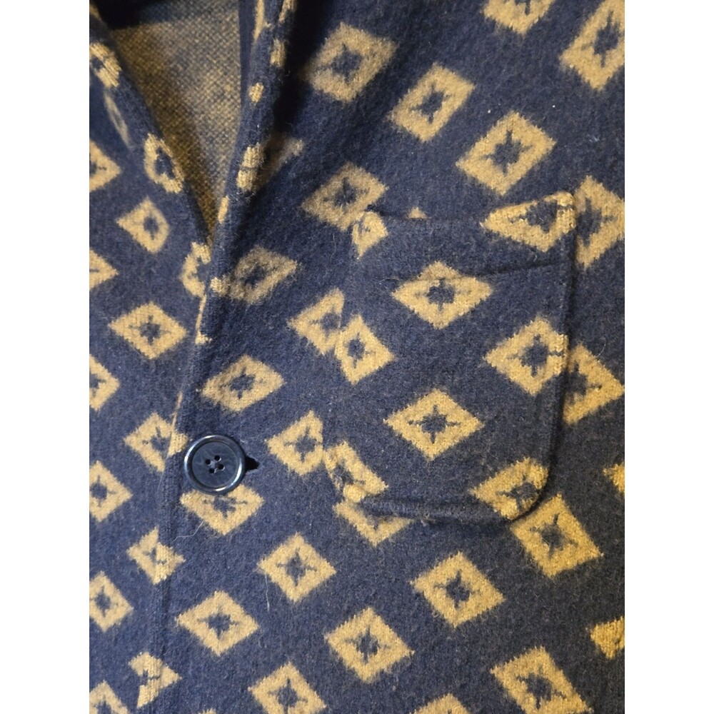 Altea Wool Cashmere Patterned Navy & Beige Jacket Blazer Cardigan, Italy - Picture 4 of 10